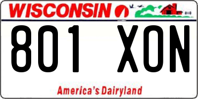 WI license plate 801XON