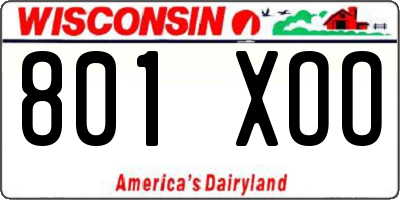 WI license plate 801XOO