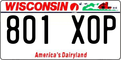 WI license plate 801XOP