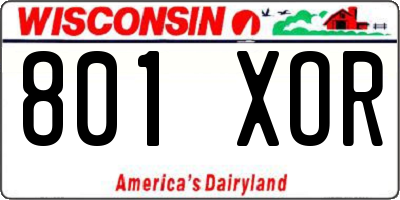 WI license plate 801XOR