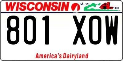 WI license plate 801XOW