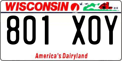 WI license plate 801XOY