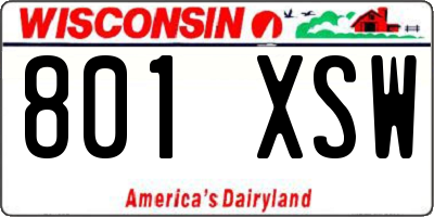 WI license plate 801XSW
