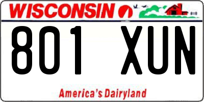WI license plate 801XUN