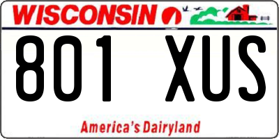 WI license plate 801XUS