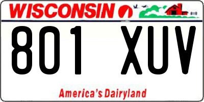WI license plate 801XUV