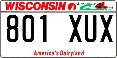 WI license plate 801XUX
