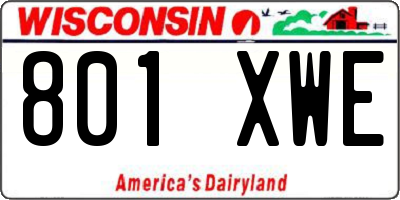 WI license plate 801XWE