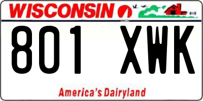 WI license plate 801XWK