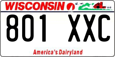WI license plate 801XXC