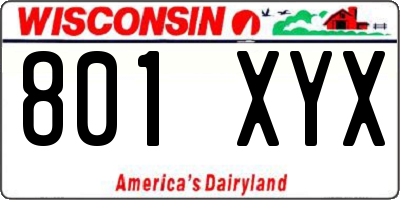 WI license plate 801XYX