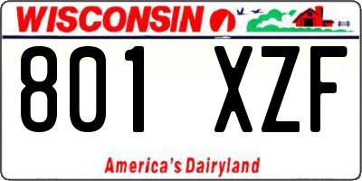 WI license plate 801XZF