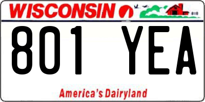 WI license plate 801YEA