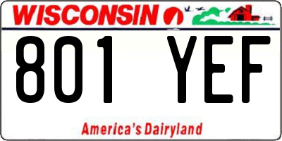 WI license plate 801YEF