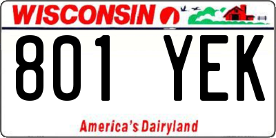WI license plate 801YEK