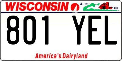 WI license plate 801YEL