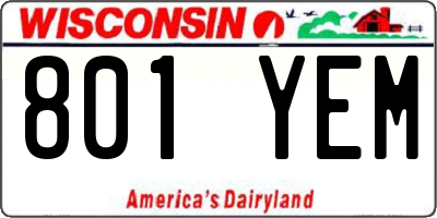 WI license plate 801YEM