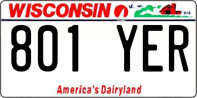 WI license plate 801YER