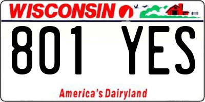 WI license plate 801YES