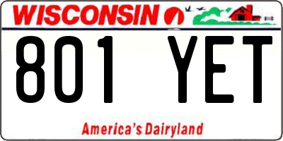 WI license plate 801YET