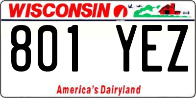 WI license plate 801YEZ