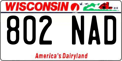 WI license plate 802NAD