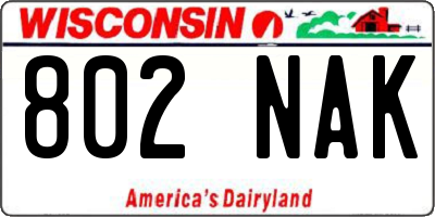 WI license plate 802NAK