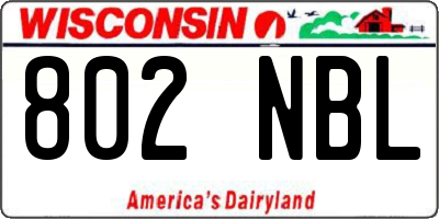 WI license plate 802NBL