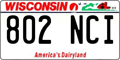 WI license plate 802NCI
