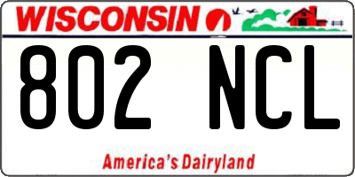 WI license plate 802NCL