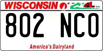 WI license plate 802NCO