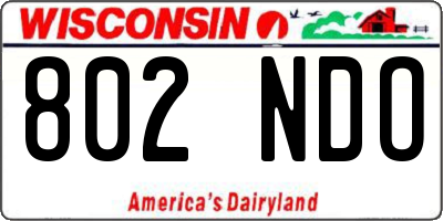 WI license plate 802NDO