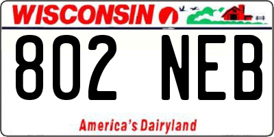 WI license plate 802NEB