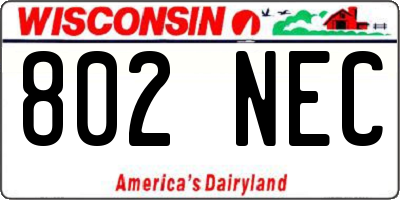 WI license plate 802NEC