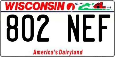 WI license plate 802NEF