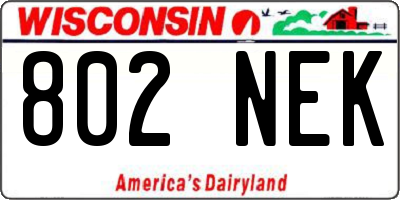 WI license plate 802NEK