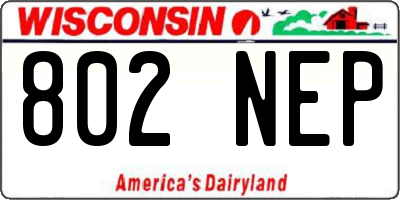 WI license plate 802NEP