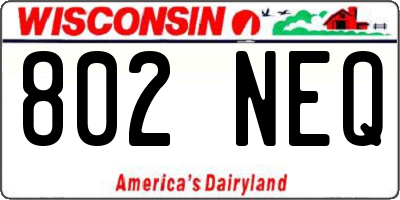 WI license plate 802NEQ