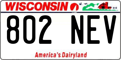 WI license plate 802NEV