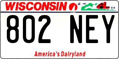 WI license plate 802NEY