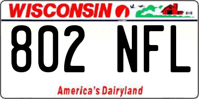 WI license plate 802NFL