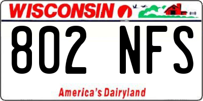 WI license plate 802NFS