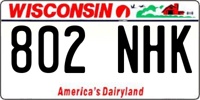 WI license plate 802NHK