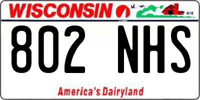 WI license plate 802NHS