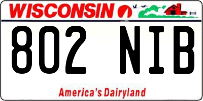 WI license plate 802NIB