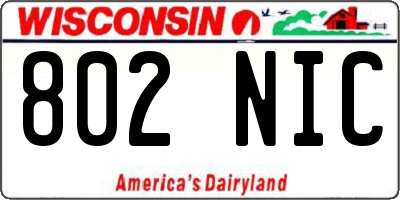 WI license plate 802NIC