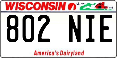WI license plate 802NIE