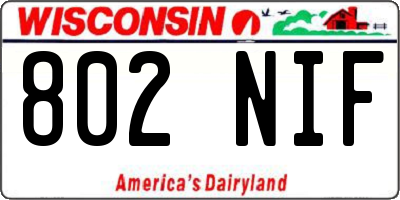 WI license plate 802NIF