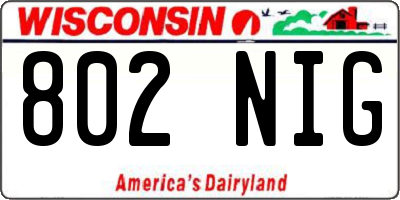 WI license plate 802NIG
