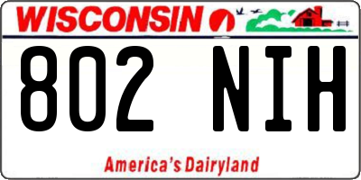 WI license plate 802NIH